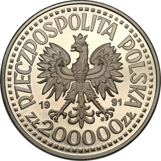 Anverso Pruebas 200000 eslotis 1991 MW ET "JuanPablo II" Níquel - valor de la moneda  - Polonia, República moderna