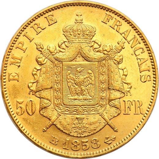 Reverse 50 Francs 1858 BB "Type 1855-1860" - Gold Coin Value - France, Napoleon III