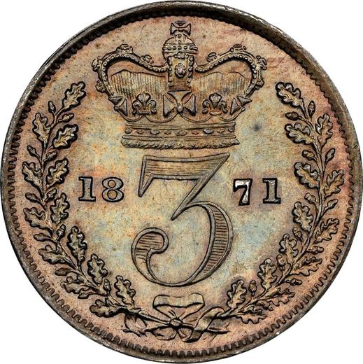 Rewers monety - 3 pensy 1871 - cena srebrnej monety - Wielka Brytania, Wiktoria