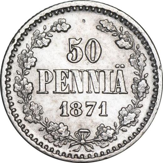 Reverse 50 Pennia 1871 S - Silver Coin Value - Finland, Grand Duchy