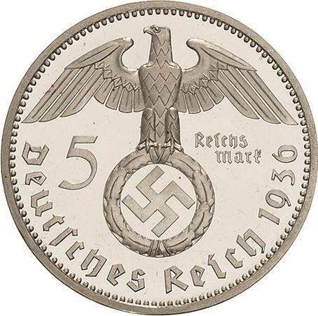 Reverse 5 Reichsmark 1936 A "Type 1936-1939" - Silver Coin Value - Germany, Third Reich