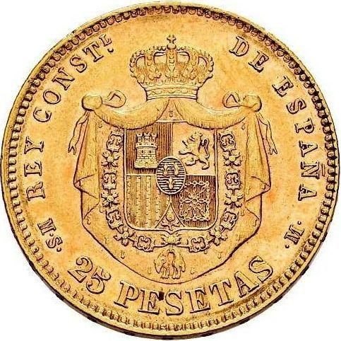 Reverse 25 Pesetas 1880 MSM - Gold Coin Value - Spain, Alfonso XII