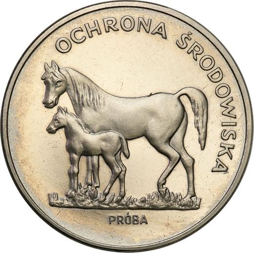Reverso Pruebas 100 eslotis 1981 MW "Caballos" Níquel - valor de la moneda  - Polonia, República Popular