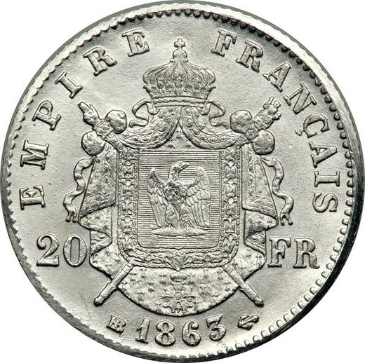 Revers 20 Franken 1863 BB "Typ 1861-1870" Platin - Platinummünze Wert - Frankreich, Napoleon III