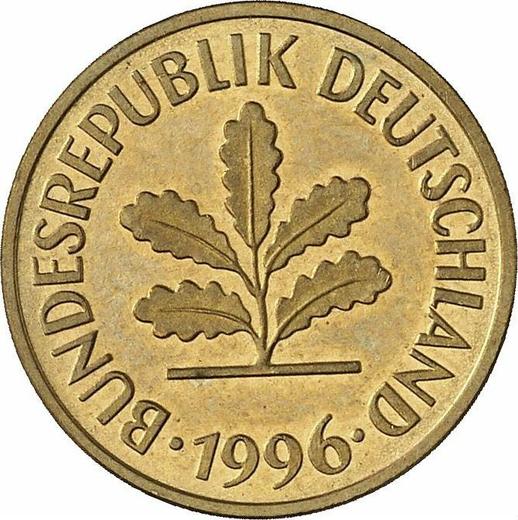 Reverse 5 Pfennig 1996 G -  Coin Value - Germany, FRG
