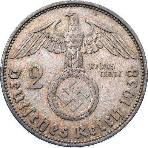 Reverse 2 Reichsmark 1938 J "Type 1936-1939" - Silver Coin Value - Germany, Third Reich
