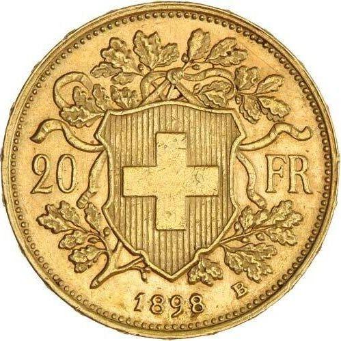 Reverse 20 Francs 1898 B "Vreneli" - Gold Coin Value - Switzerland, Confederation