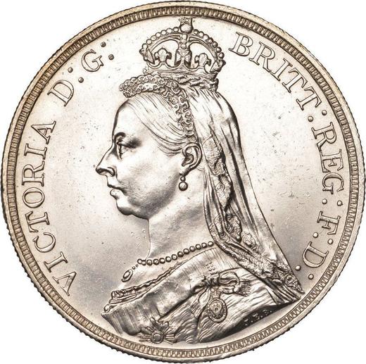 Obverse Crown 1887 JEB "Jubilee Head" - Silver Coin Value - United Kingdom, Victoria