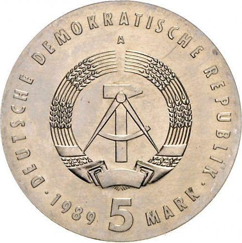 Rewers monety - 5 marek 1989 A "Ossietzky" - cena  monety - Niemcy, NRD