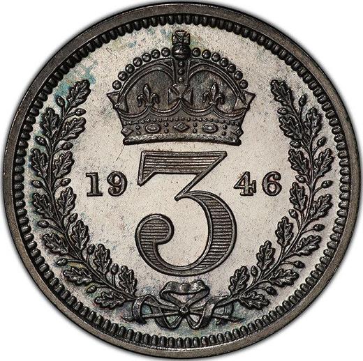Реверс монеты - 3 пенса 1946 года HP "Тип 1937-1952" - цена серебряной монеты - Великобритания, Георг VI