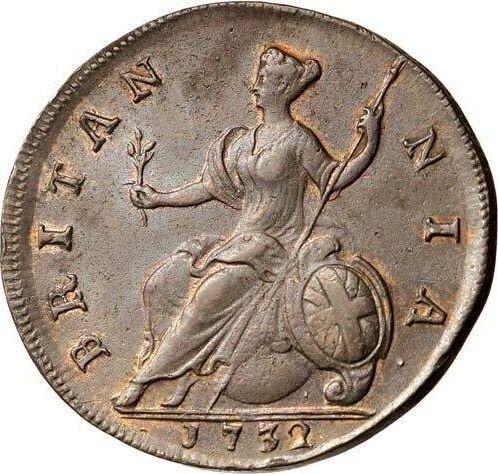 Rewers monety - 1/2 pensa 1732 "Portret w młodych latach" - cena  monety - Wielka Brytania, Jerzy II
