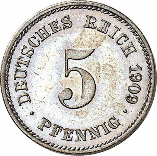 Avers 5 Pfennig 1909 E "Typ 1890-1915" - Münze Wert - Deutschland, Deutsches Kaiserreich