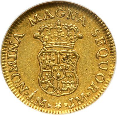 Reverse 1 Escudo 1761 LM JM - Gold Coin Value - Peru, Charles III