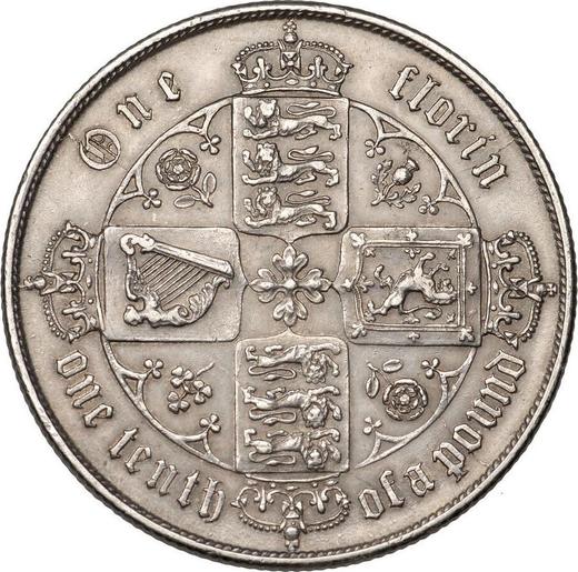 Reverse Florin 1860 WW "Gothic" - Silver Coin Value - United Kingdom, Victoria
