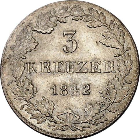 Reverse 3 Kreuzer 1842 - Silver Coin Value - Hesse-Darmstadt, Louis II
