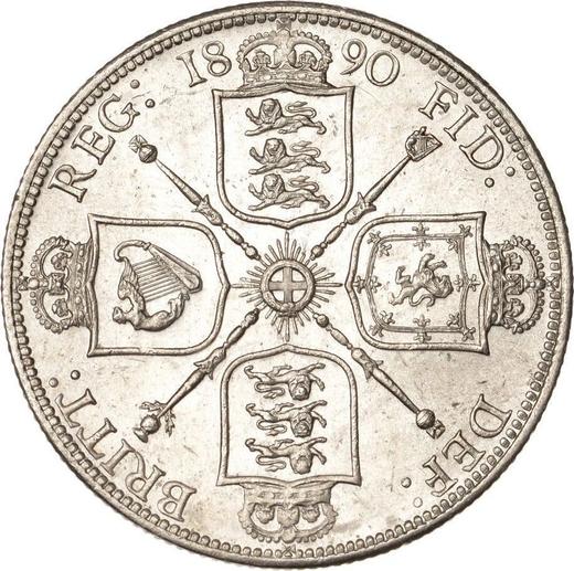Reverso Florín (2 chelines) 1890 JEB "Retrato jubilar" - valor de la moneda de plata - Gran Bretaña, Victoria