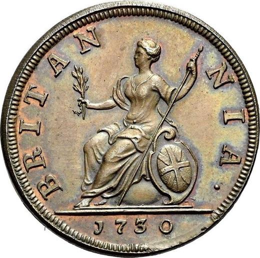 Revers 1 Farthing 1730 "Porträt in jungen Jahren" - Münze Wert - Großbritannien, Georg II