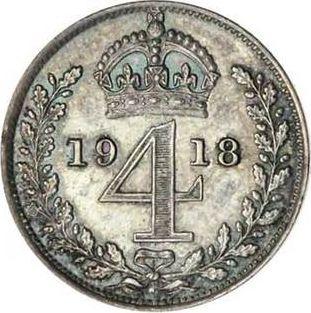 Reverse Fourpence (Groat) 1918 - Silver Coin Value - United Kingdom, George V