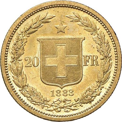 Reverse 20 Francs 1883 - Gold Coin Value - Switzerland, Confederation
