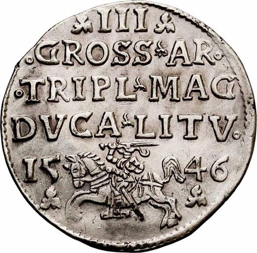 Reverse 3 Groszy (Trojak) 1546 "Lithuania" - Silver Coin Value - Poland, Sigismund II Augustus