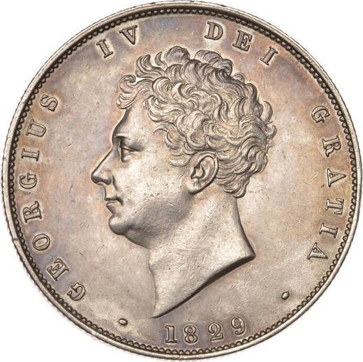Аверс монеты - 1/2 кроны (Полукрона) 1829 года - цена серебряной монеты - Великобритания, Георг IV