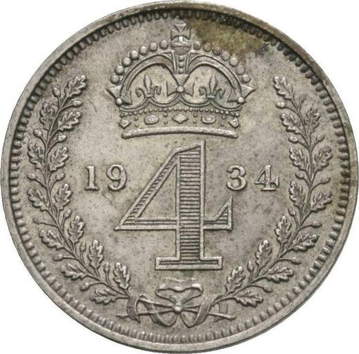 Reverse Fourpence (Groat) 1934 - Silver Coin Value - United Kingdom, George V