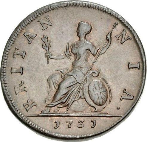 Revers 1 Farthing 1731 "Porträt in jungen Jahren" - Münze Wert - Großbritannien, Georg II