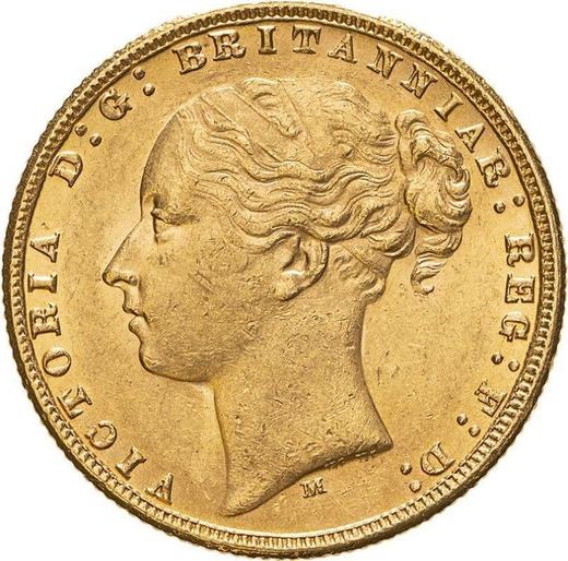 Obverse Sovereign 1876 M WW "St. George" - Gold Coin Value - Australia, Victoria