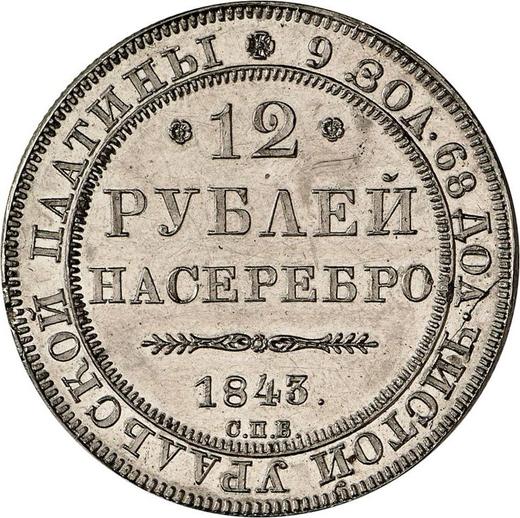 Reverse 12 Roubles 1843 СПБ - Platinum Coin Value - Russia, Nicholas I