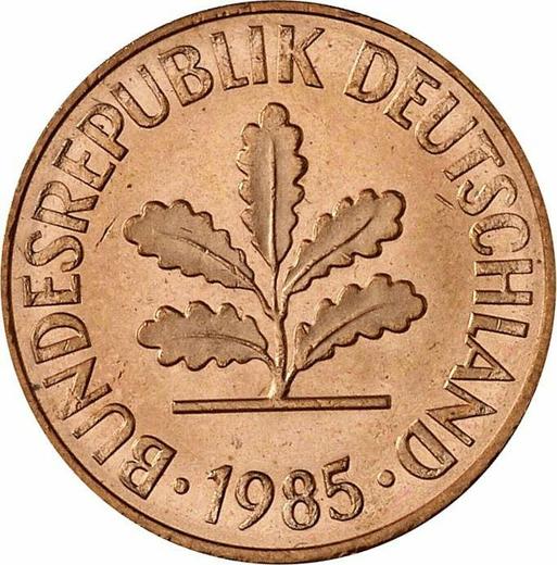 Reverse 2 Pfennig 1985 J -  Coin Value - Germany, FRG