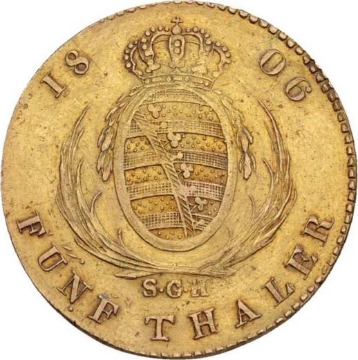 Reverse 5 Thaler 1806 S.G.H. - Gold Coin Value - Saxony-Albertine, Frederick Augustus I