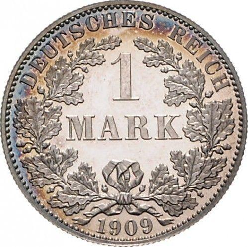 Аверс монеты - 1 марка 1909 года A "Тип 1891-1916" - цена серебряной монеты - Германия, Германская Империя