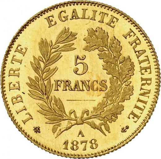 Rewers monety - 5 franków 1878 A "Typ 1878-1889" - cena złotej monety - Francja, III Republika