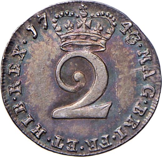 Reverso 2 peniques 1743 - valor de la moneda de plata - Gran Bretaña, Jorge II