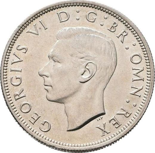 Anverso Media corona 1937 HP - valor de la moneda de plata - Gran Bretaña, Jorge VI