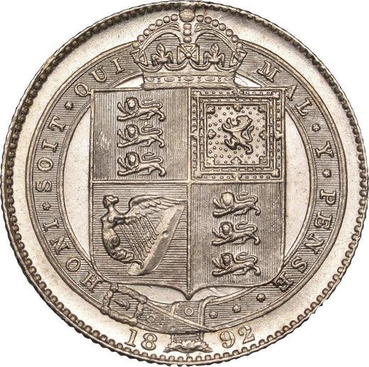 Реверс монеты - 1 шиллинг 1892 года JEB "Большой юбилейный портрет" - цена серебряной монеты - Великобритания, Виктория