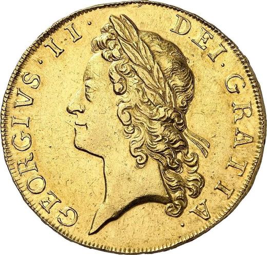 Obverse Five guineas 1735 "Young Head" - Gold Coin Value - United Kingdom, George II