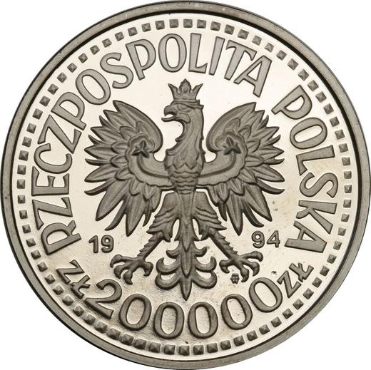 Obverse Pattern 200000 Zlotych 1994 MW ET "Sigismund I the Old" Nickel -  Coin Value - Poland, III Republic before denomination