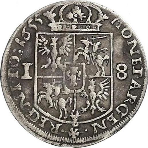 Reverse Ort (18 Groszy) 1655 IT "Type 1655-1658" Rosette - Silver Coin Value - Poland, John II Casimir