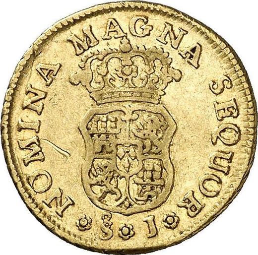 Reverse 1 Escudo 1754 So J - Gold Coin Value - Chile, Ferdinand VI