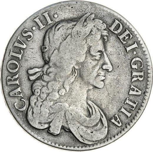 Аверс монеты - 1 крона 1684 года "Четвертый тип" - цена серебряной монеты - Великобритания, Карл II