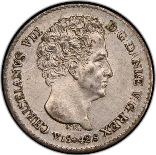Obverse 1 1/4 Schilling 1842 VS - Silver Coin Value - Schleswig-Holstein, Christian VIII