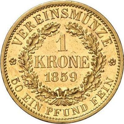 Rewers monety - 1 krone 1859 F - cena złotej monety - Saksonia-Albertyna, Jan