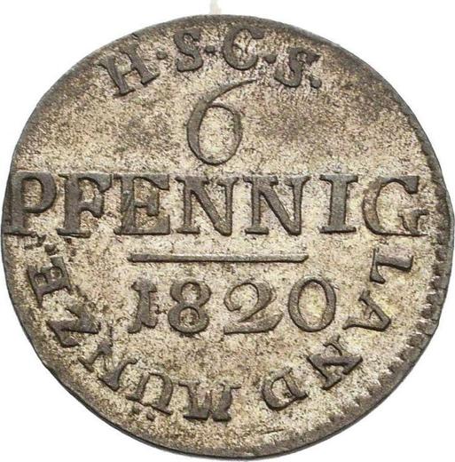 Reverso 6 Pfennige 1820 S - valor de la moneda de plata - Sajonia-Coburgo-Saalfeld, Ernesto I