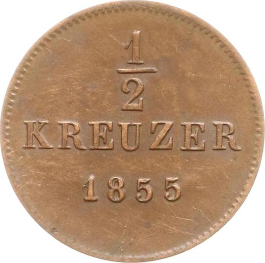 Reverso Medio kreuzer 1855 "Tipo 1840-1856" - valor de la moneda  - Wurtemberg, Guillermo I
