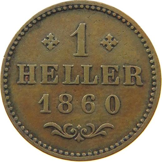 Revers 1 Heller 1860 - Münze Wert - Frankfurt am Main, Freie Stadt