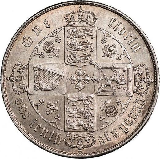 Reverse Florin 1858 WW "Gothic" - Silver Coin Value - United Kingdom, Victoria