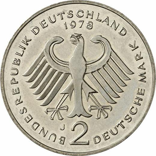 Reverse 2 Mark 1978 J "Theodor Heuss" -  Coin Value - Germany, FRG