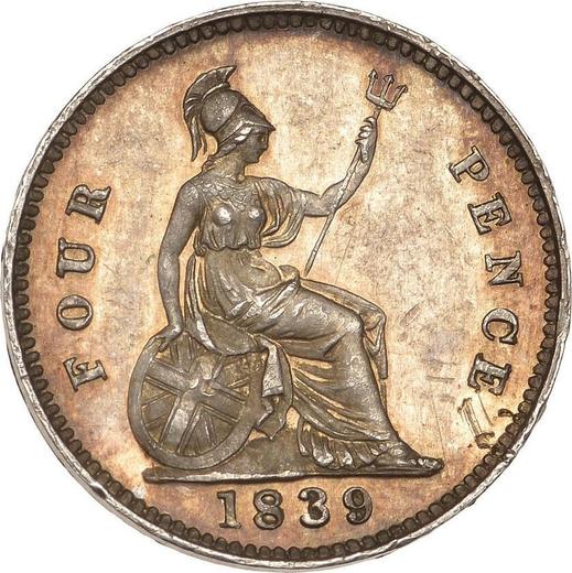 Reverse Fourpence (Groat) 1839 "Type 1837-1862" Plain edge - Silver Coin Value - United Kingdom, Victoria