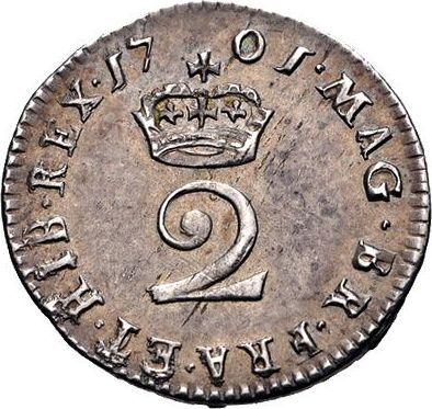 Reverse Twopence 1701 - Silver Coin Value - United Kingdom, William III